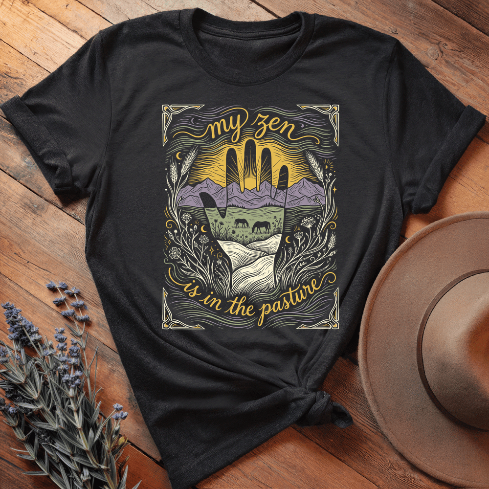 My Zen is in the Pasture - Premium Lightweight Tee - Black