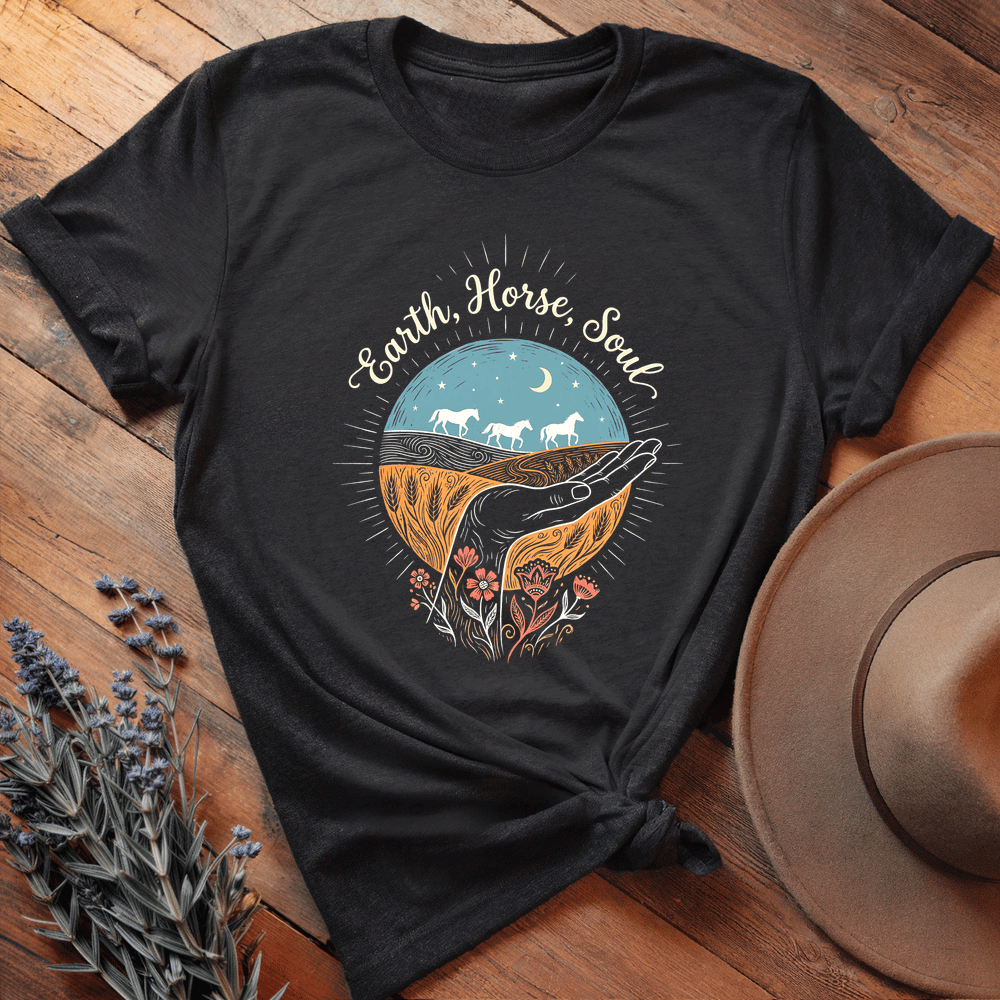 Earth, Horse, Soul - Premium Lightweight Tee - Black