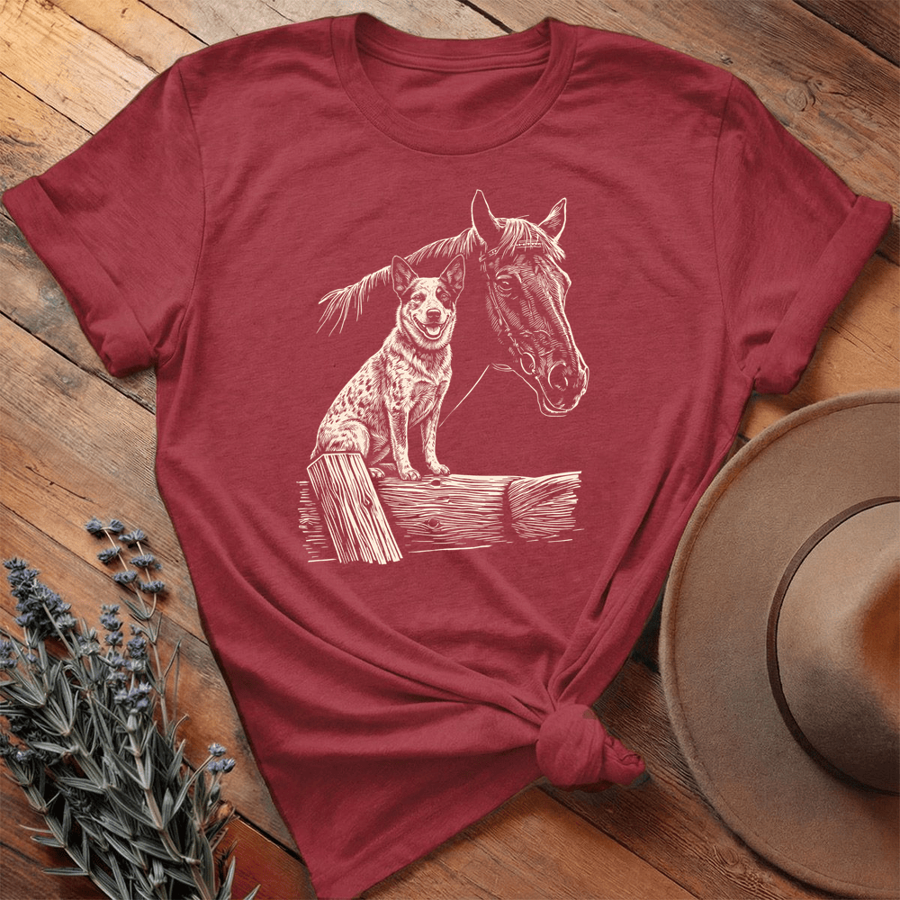 Horse & Australian Cattle - Premium Lightweight Tee - Cardinal