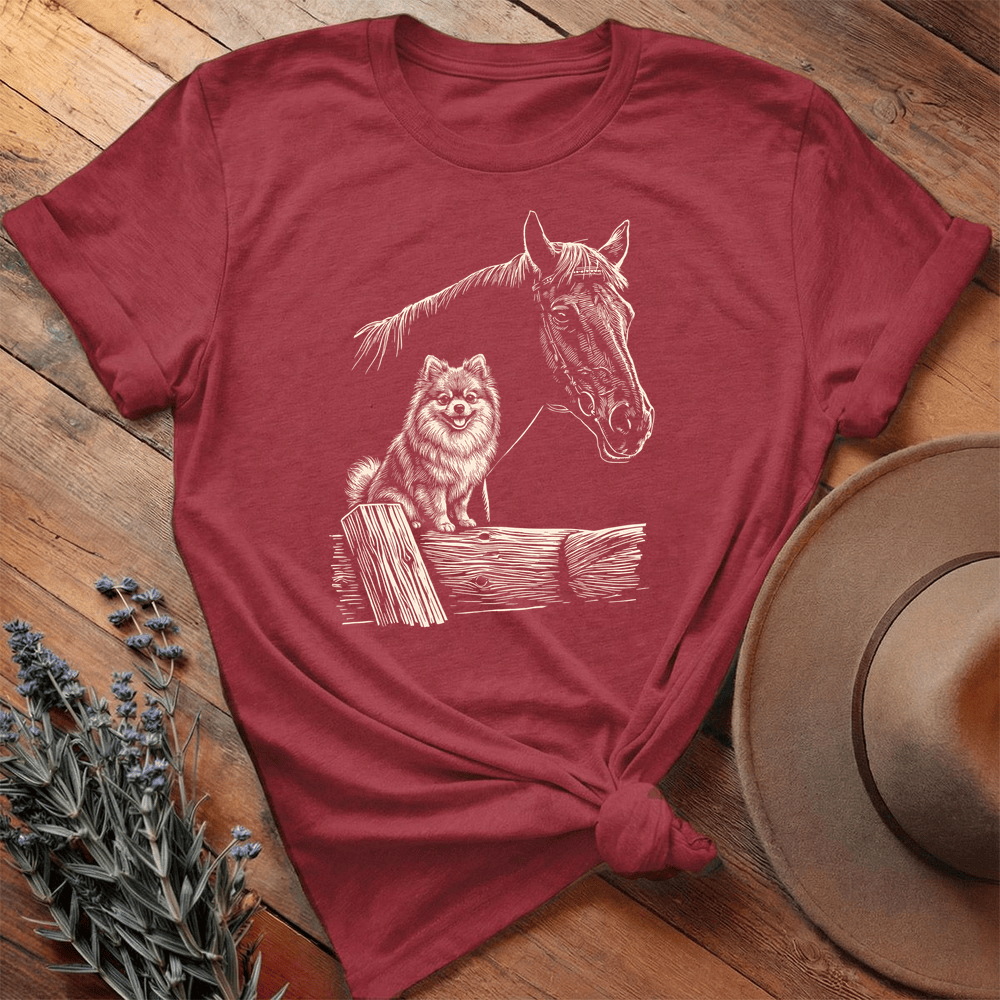 Horse & Pomeranian - Premium Lightweight Tee - Cardinal