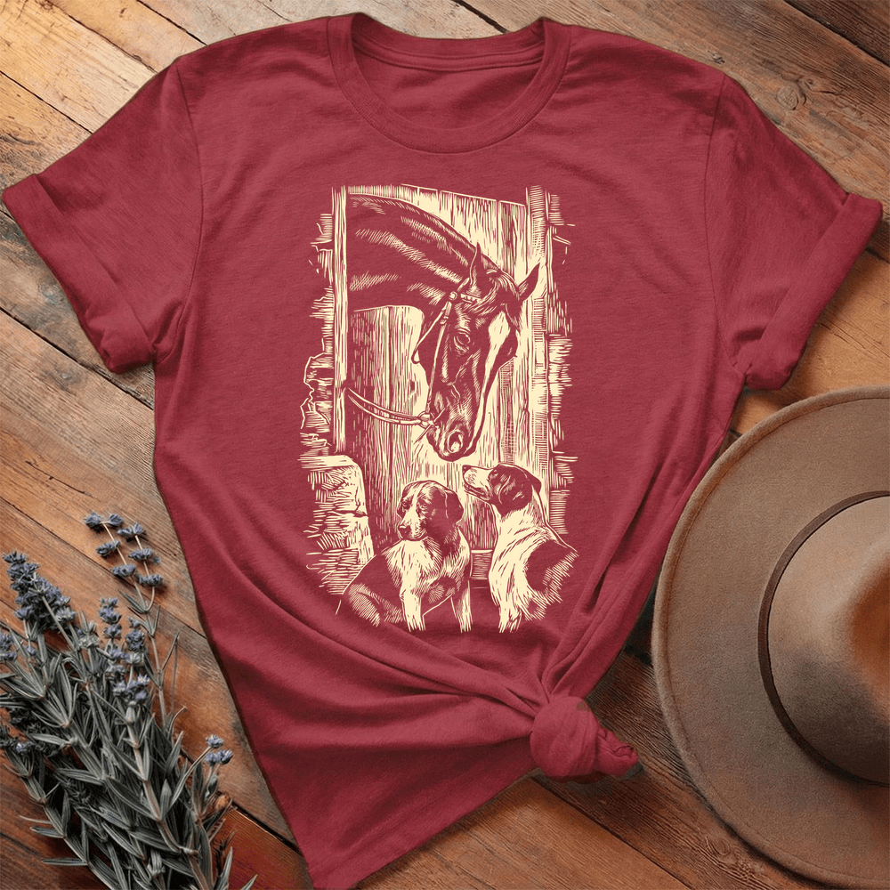 Vintage Horse Dog 3 - Premium Lightweight Tee - Cardinal