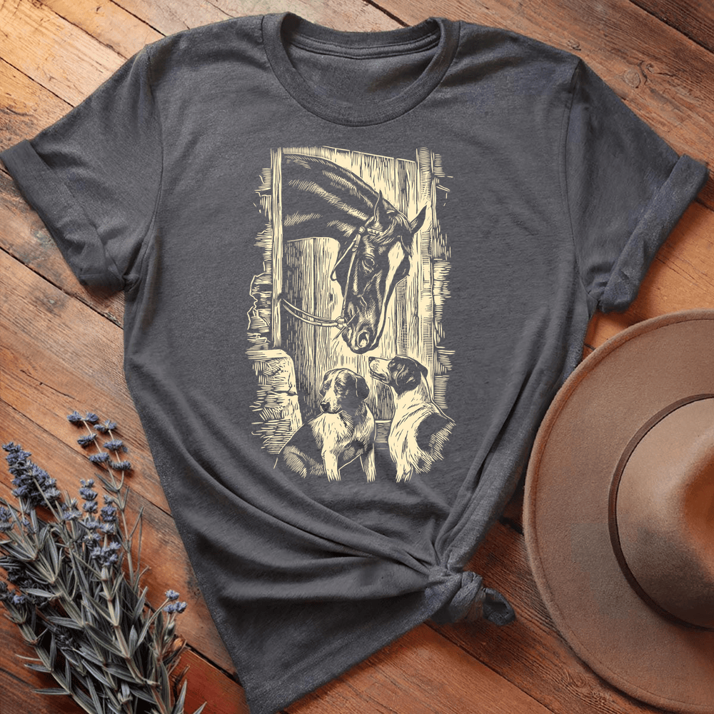 Vintage Horse & Dog 3 - Dark Heather