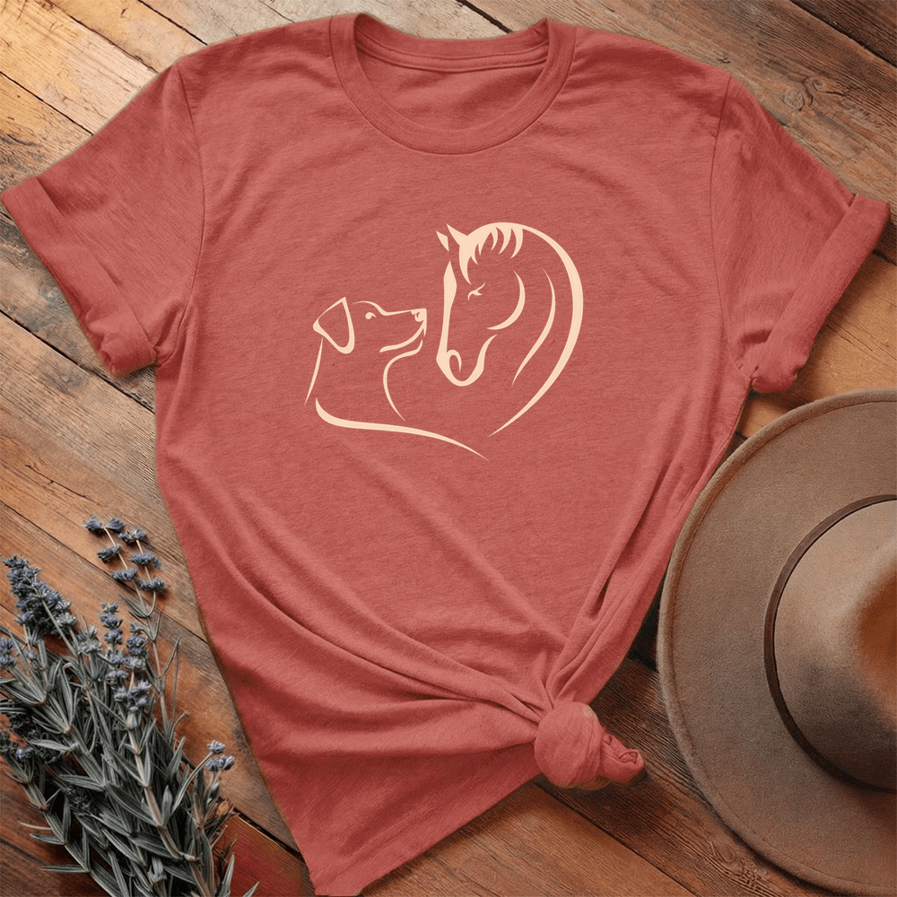 Horse & Dog Love - Premium Lightweight Tee - Heather Clay