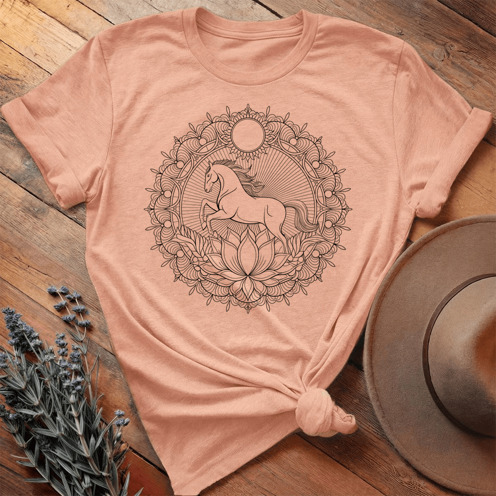 Mandala Horse T-shirt - Premium Lightweight Tee - Heather Peach