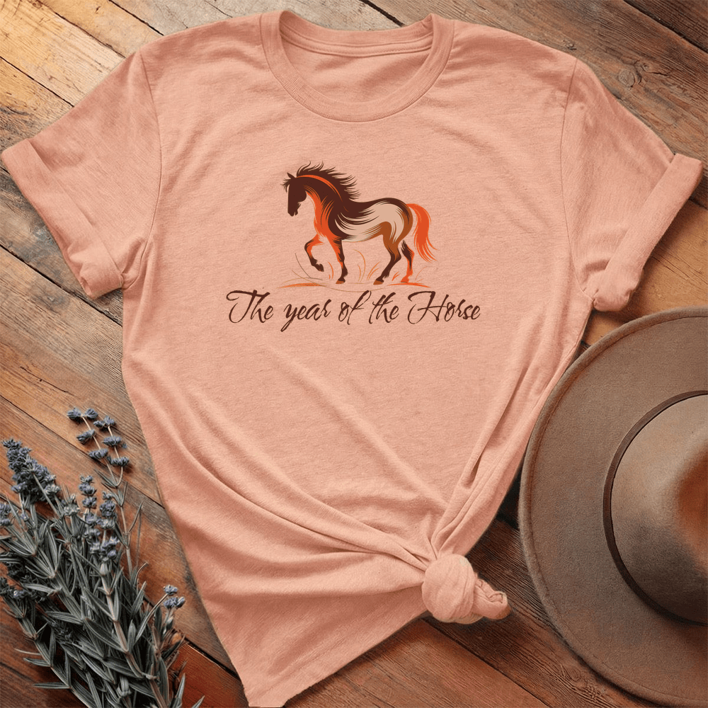 Year Of The Horse - Premium Lightweight Tee - Heather Peach