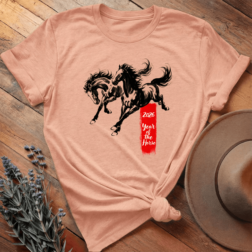 Year Of The Horse 4 - Premium Lightweight Tee - Heather Peach