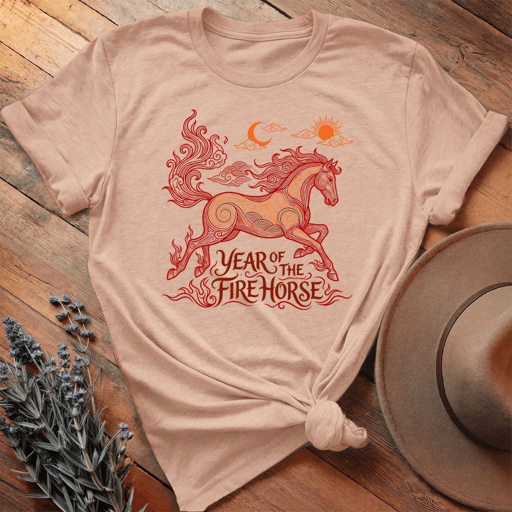Year Of The Fire Horse 12 - Premium Lightweight Tee - Heather Peach