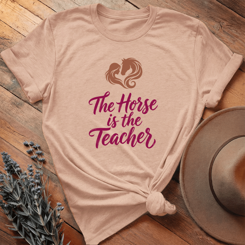 The Horse is the Teacher - Premium Lightweight Tee - Heather Peach