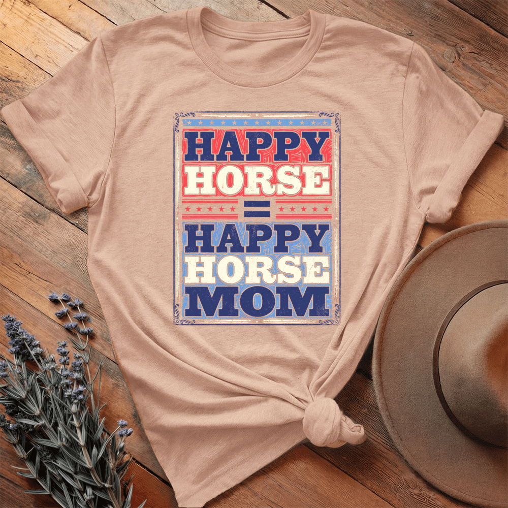 Happy Horse Mom - Premium Lightweight Tee - Heather Peach
