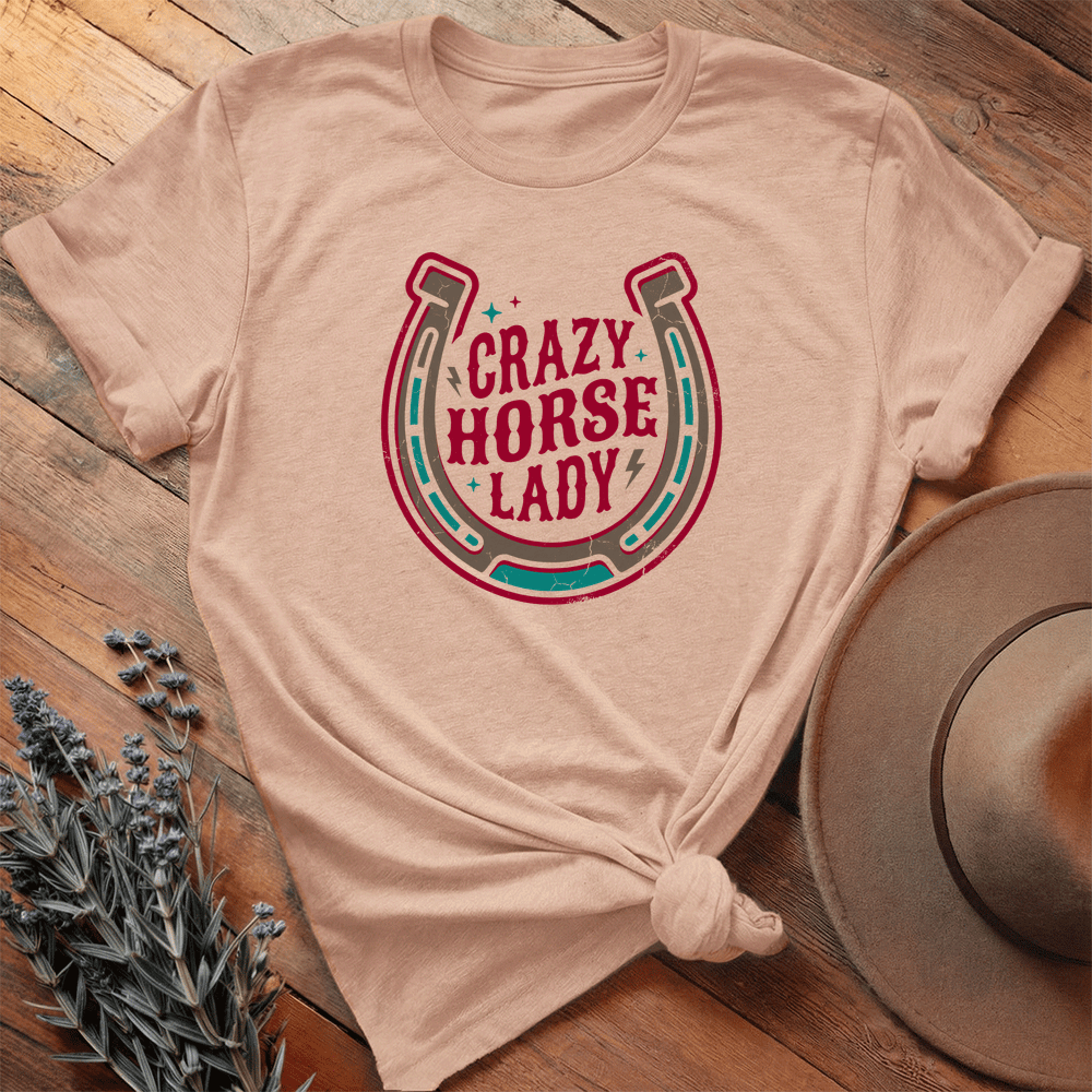 Crazy Horse Lady - Premium Lightweight Tee - Heather Peach