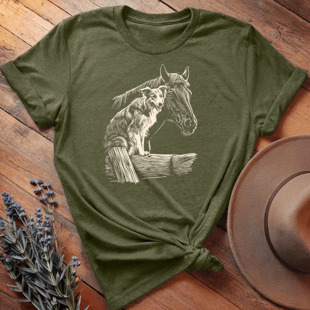 Vintage Horse & Dog 1 - Military Green