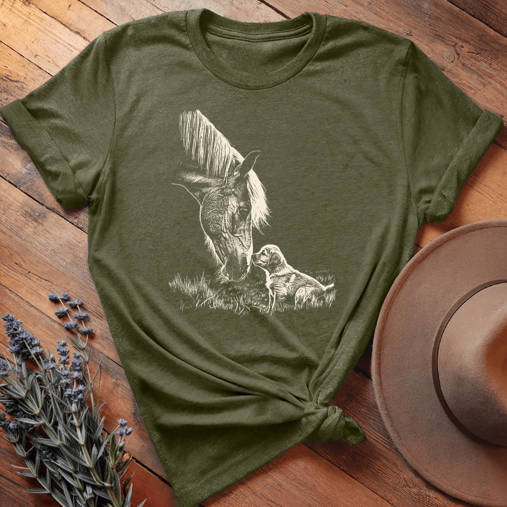 Vintage Horse & Dog 5 - Military Green