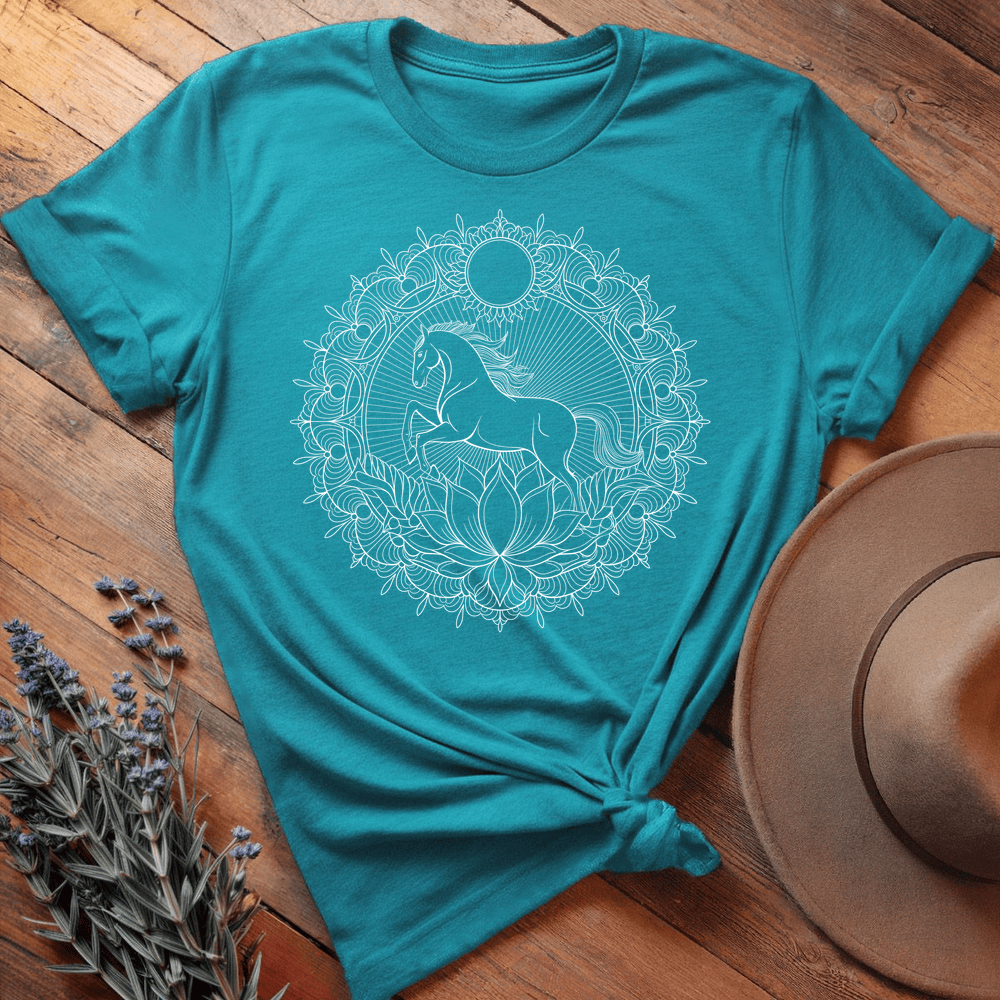 Mandala Horse T-shirt - Premium Lightweight Tee - Aqua