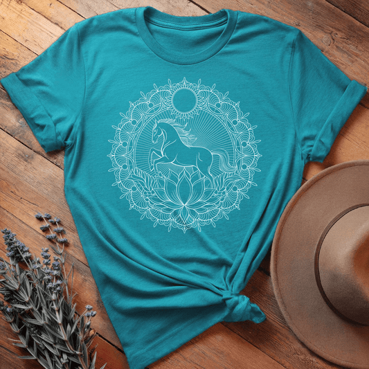 Mandala Horse T-shirt - Premium Lightweight Tee - Aqua