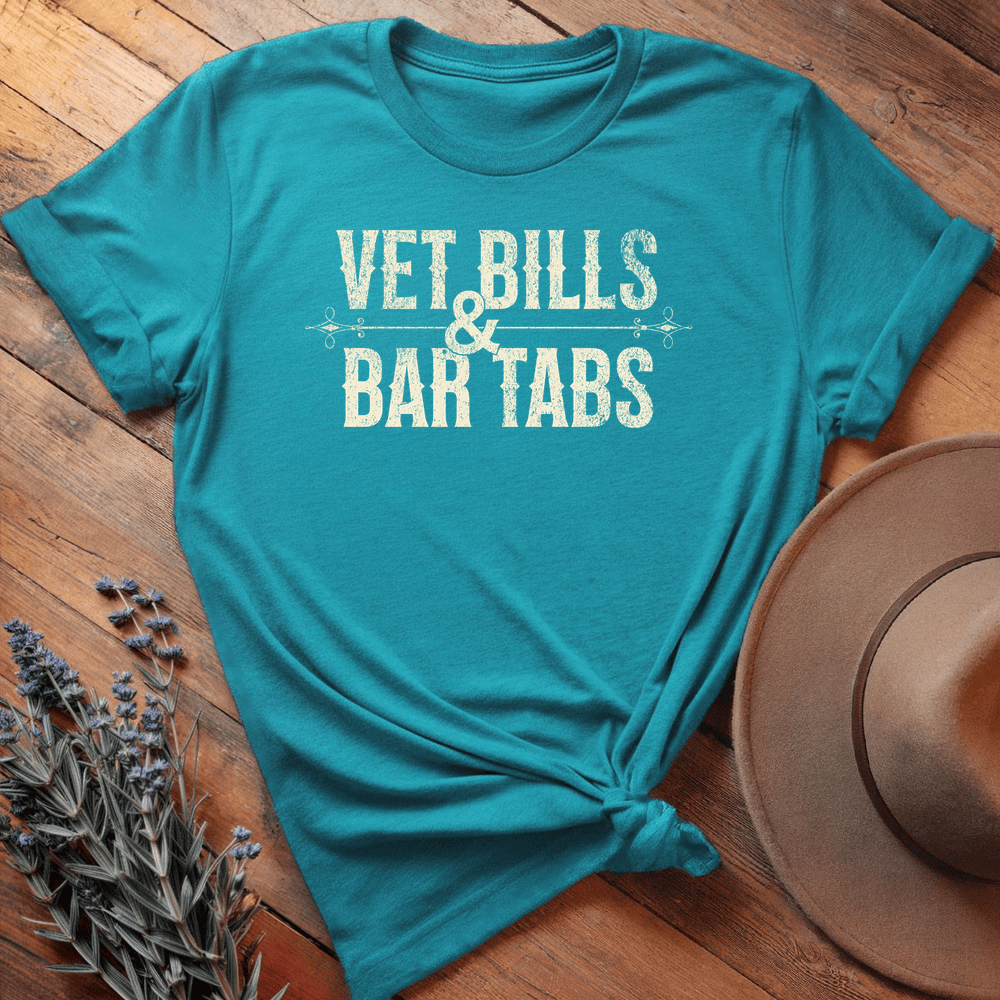 Vet Bills & Bar Tabs - Premium Lightweight Tee - Aqua