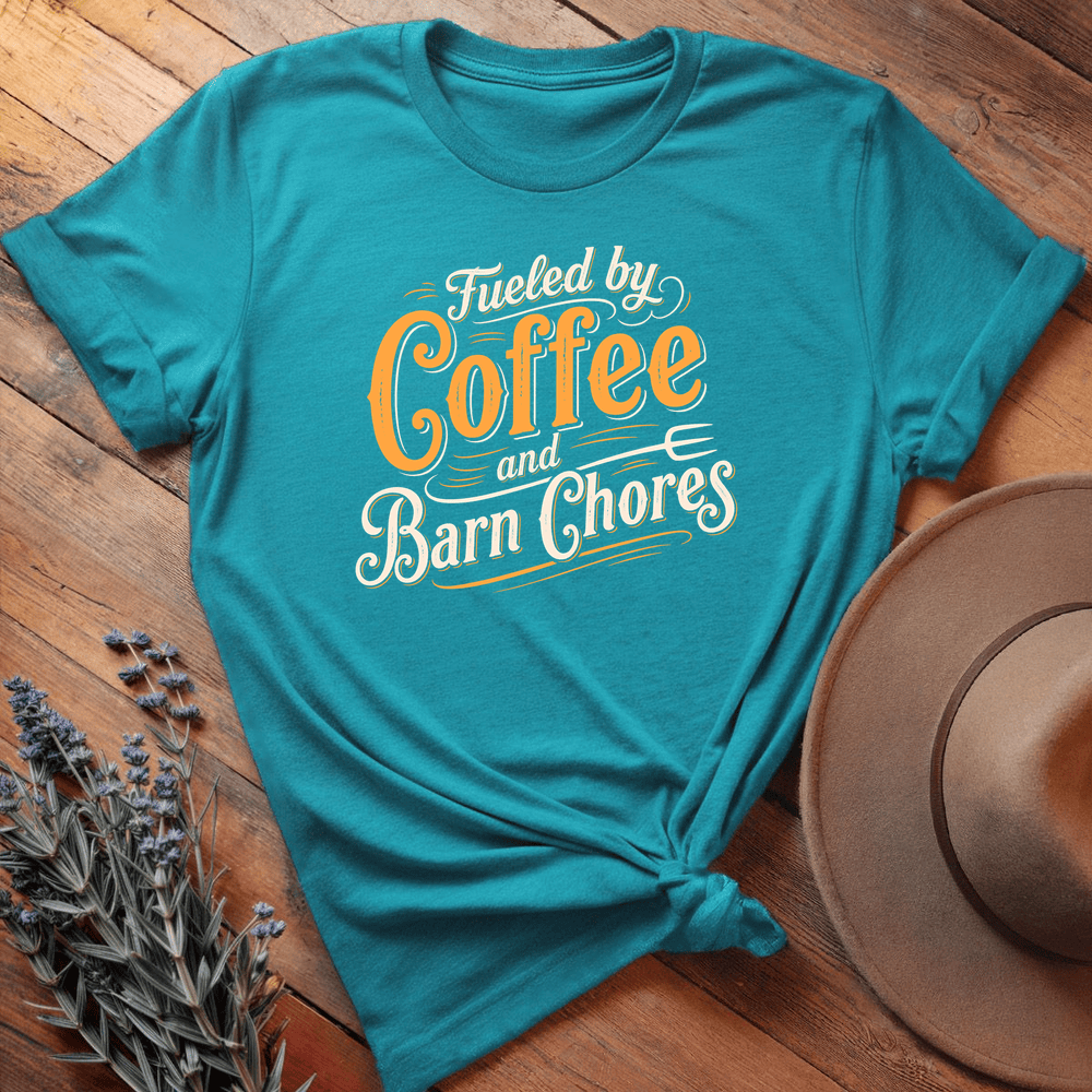 Fueled by Coffee and Barn Chores - Premium Lightweight Tee - Aqua