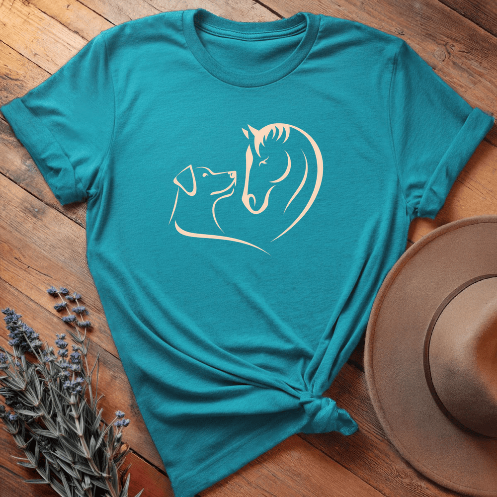 Horse & Dog Love - Premium Lightweight Tee - Aqua