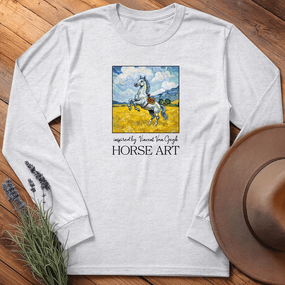 Horse Art Van Gogh 2 - Long Sleeves - Ash