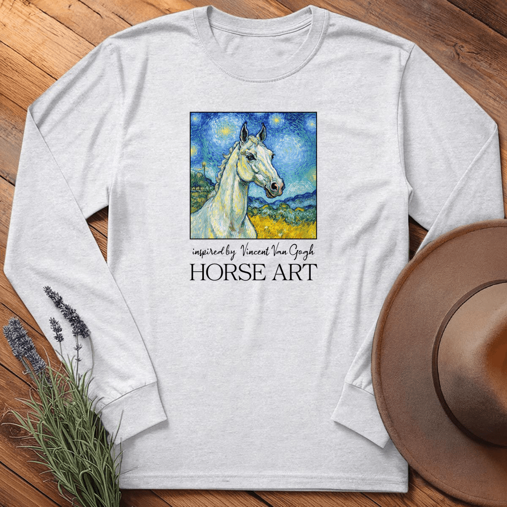 Horse Art Van Gogh 1 - Long Sleeves - Ash