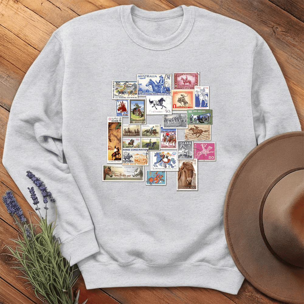 Horses Stamps of the World - Sweatshirt - Ash