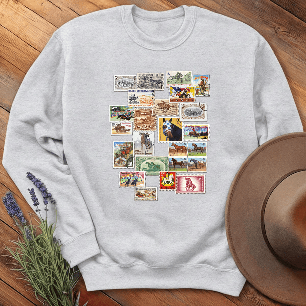 Horses Stamps USA - Sweatshirt - Ash