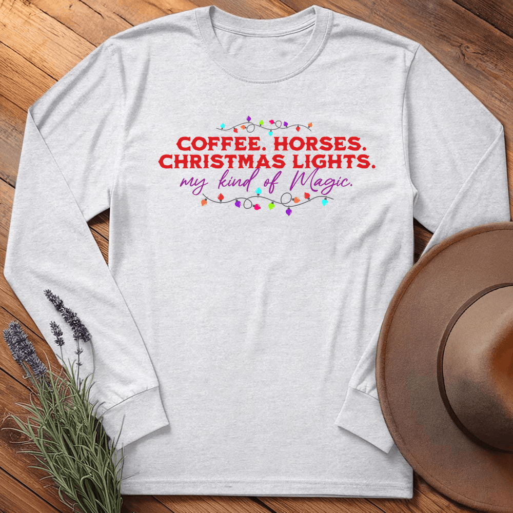 Horses & Christmas Lights - Long Sleeve - Ash