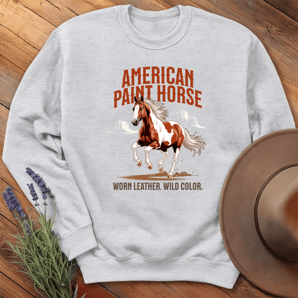 Breed Spirit, American Paint Horse - Sweatshirt - Ash
