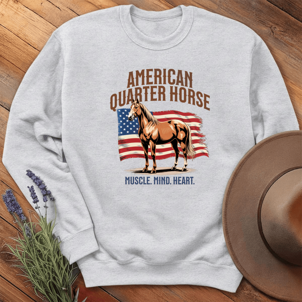 Breed Spirit, American Quarter Horse - Sweatshirt - Ash