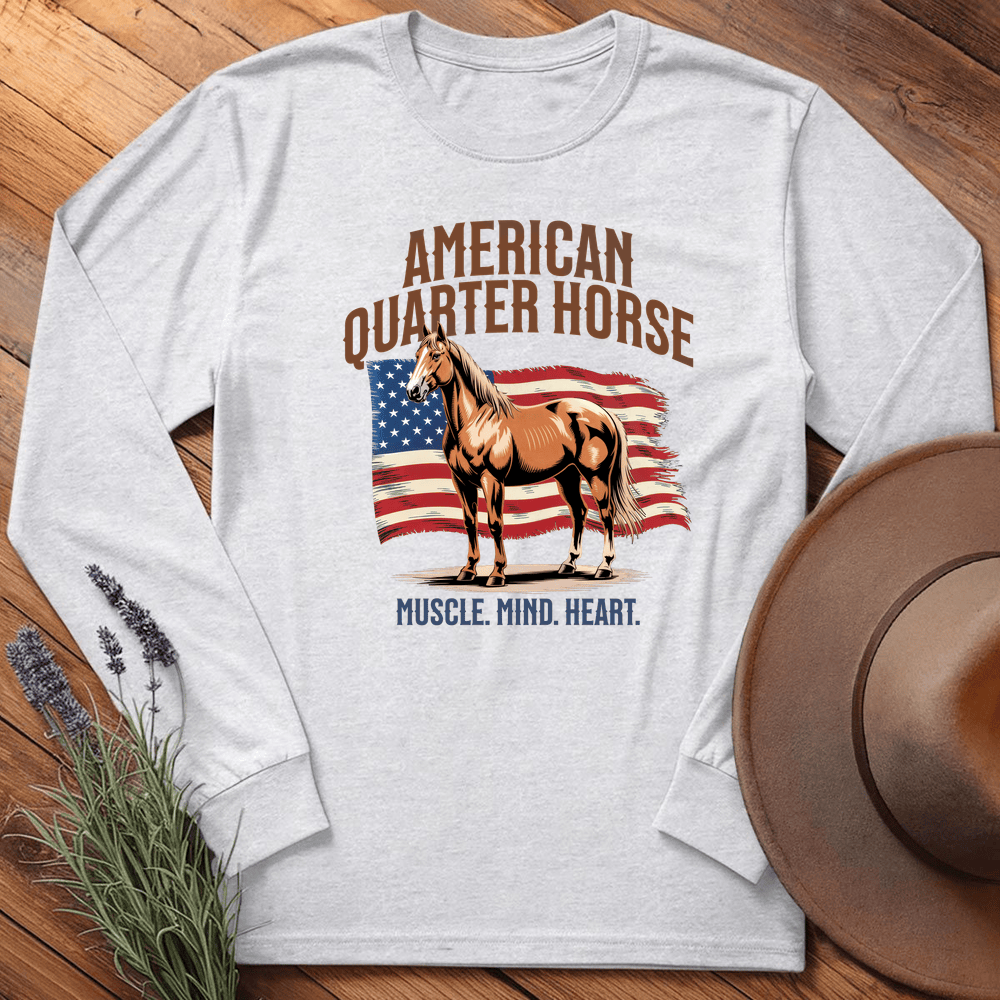 Breed Spirit, American Quarter Horse - Long Sleeve - Ash