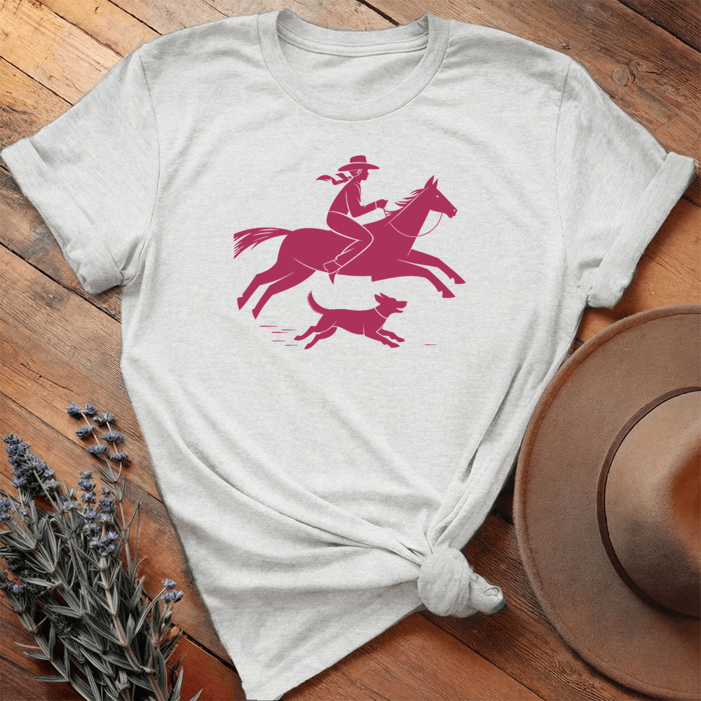 Cowgirl and dog - Premium Lightweight Tee - Ash