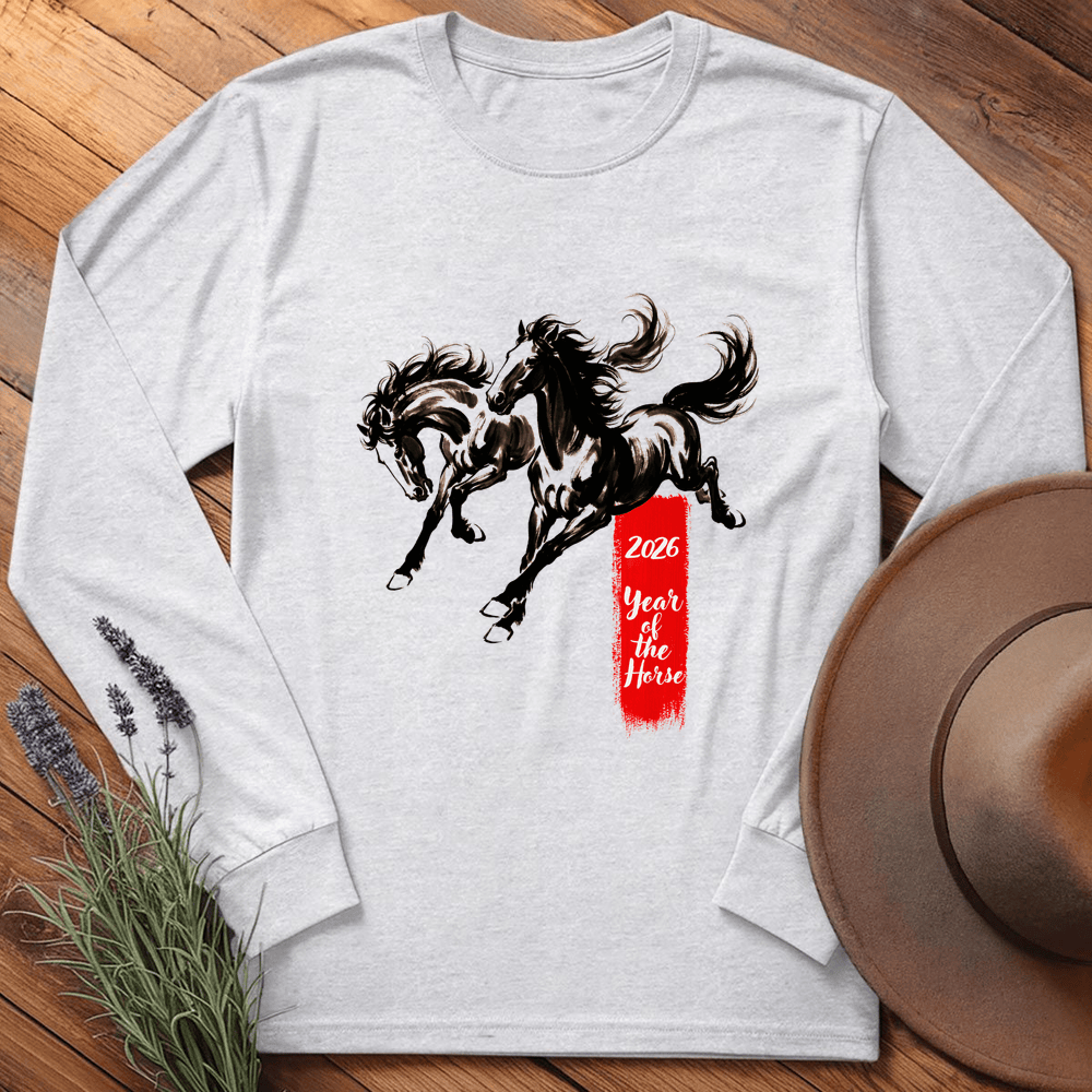 Year Of The Horse 4 - Long Sleeve - Ash