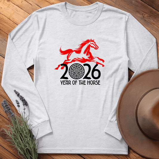 Year Of The Horse 10 - Long Sleeve - Ash