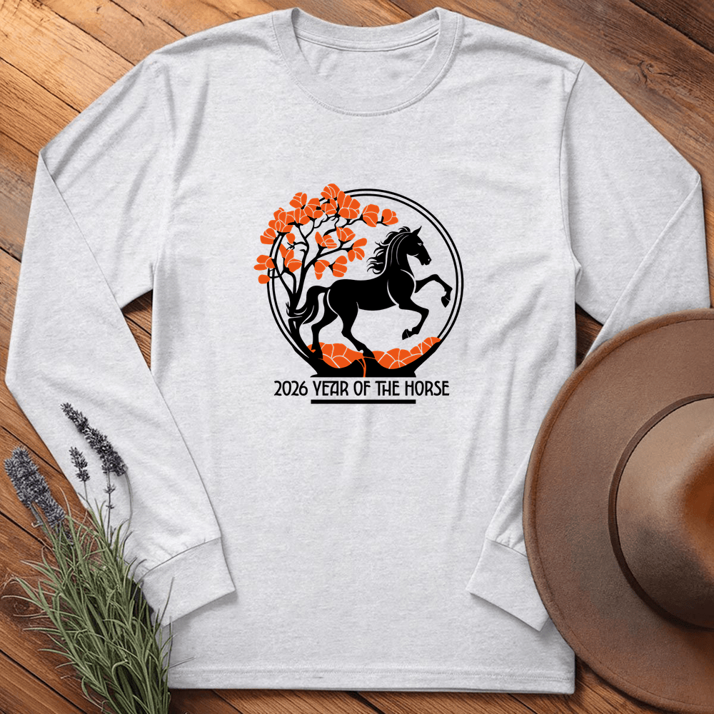 Year Of The Horse 8 - Long Sleeve - Ash