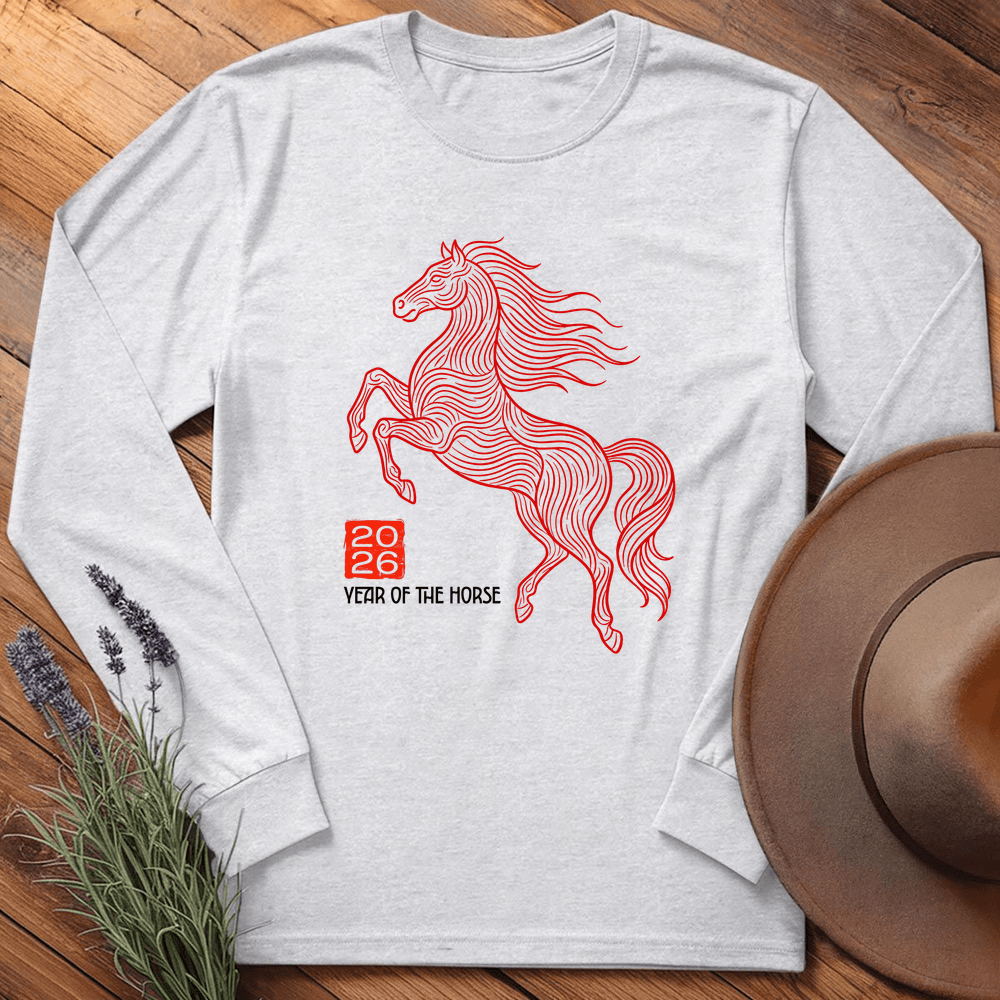 Year Of The Horse 7 - Long Sleeve - Ash