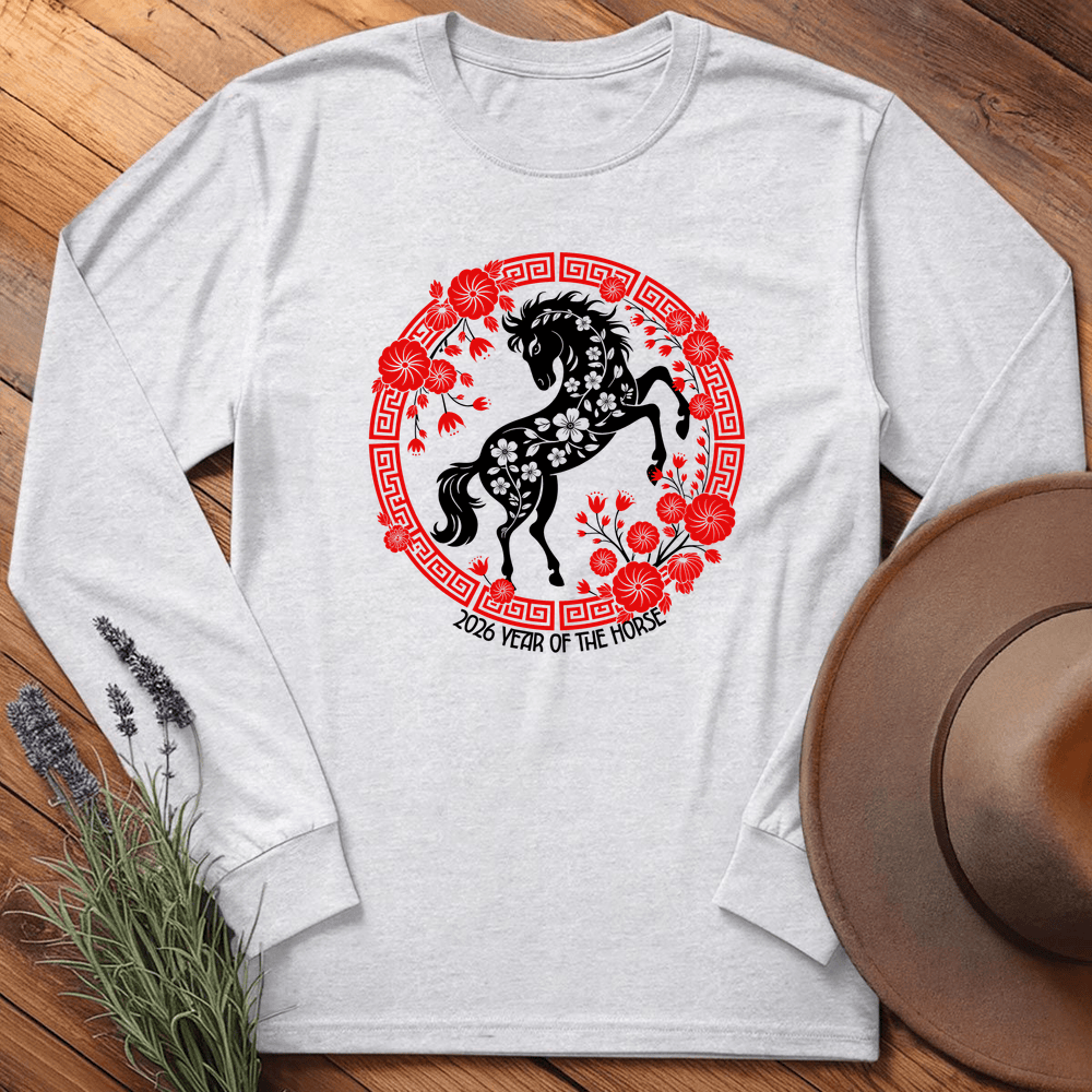 Year Of The Horse 9 - Long Sleeve - Ash