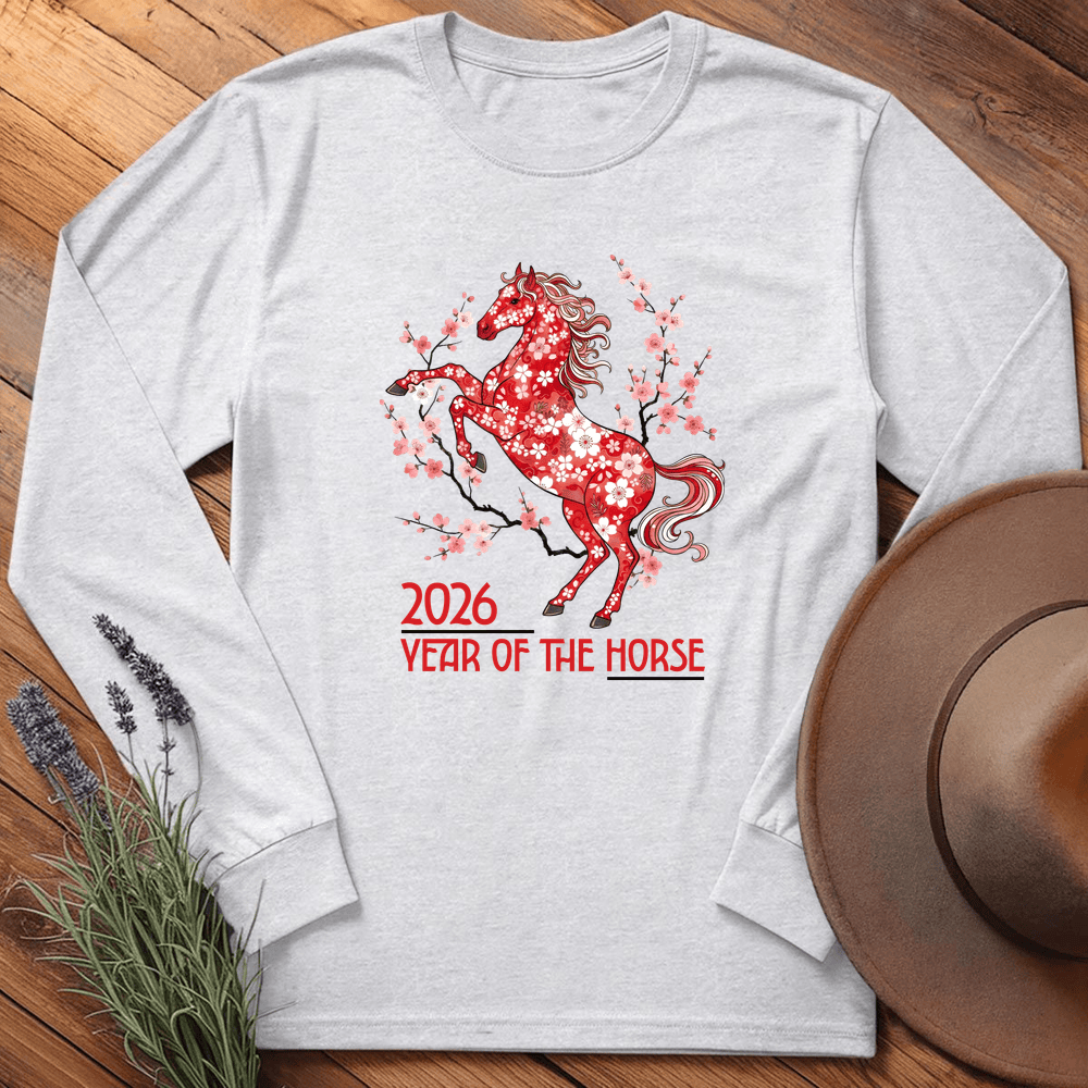 Year Of The Horse 5 - Long Sleeve - Ash