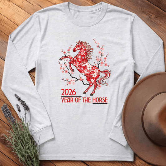 Year Of The Horse 5 - Long Sleeve - Ash
