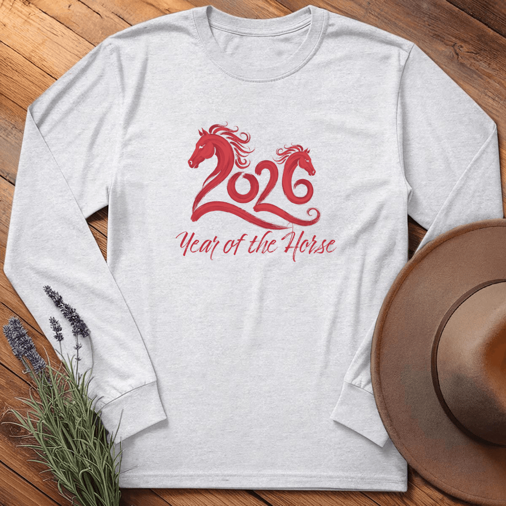 Year Of The Horse 3 - Long Sleeve - Ash
