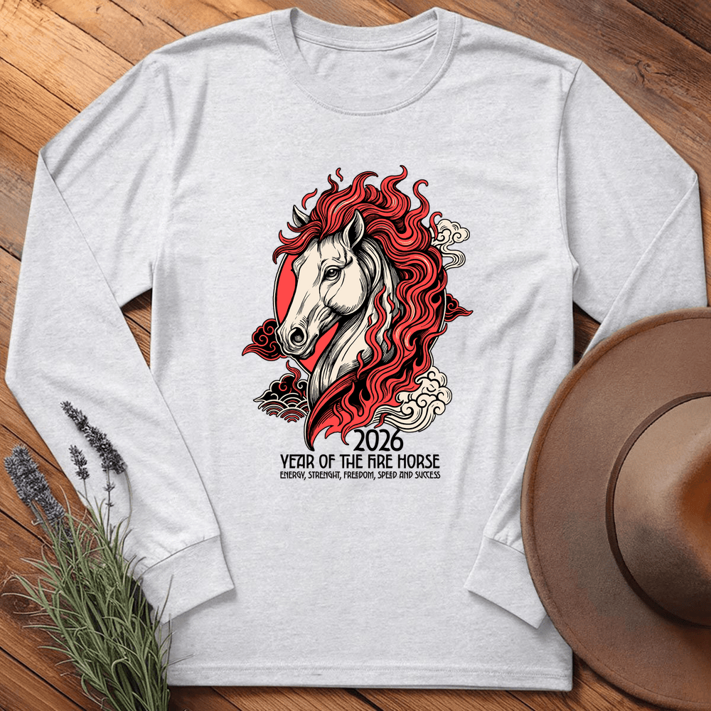 Year Of The Horse 11 - Long Sleeve - Ash