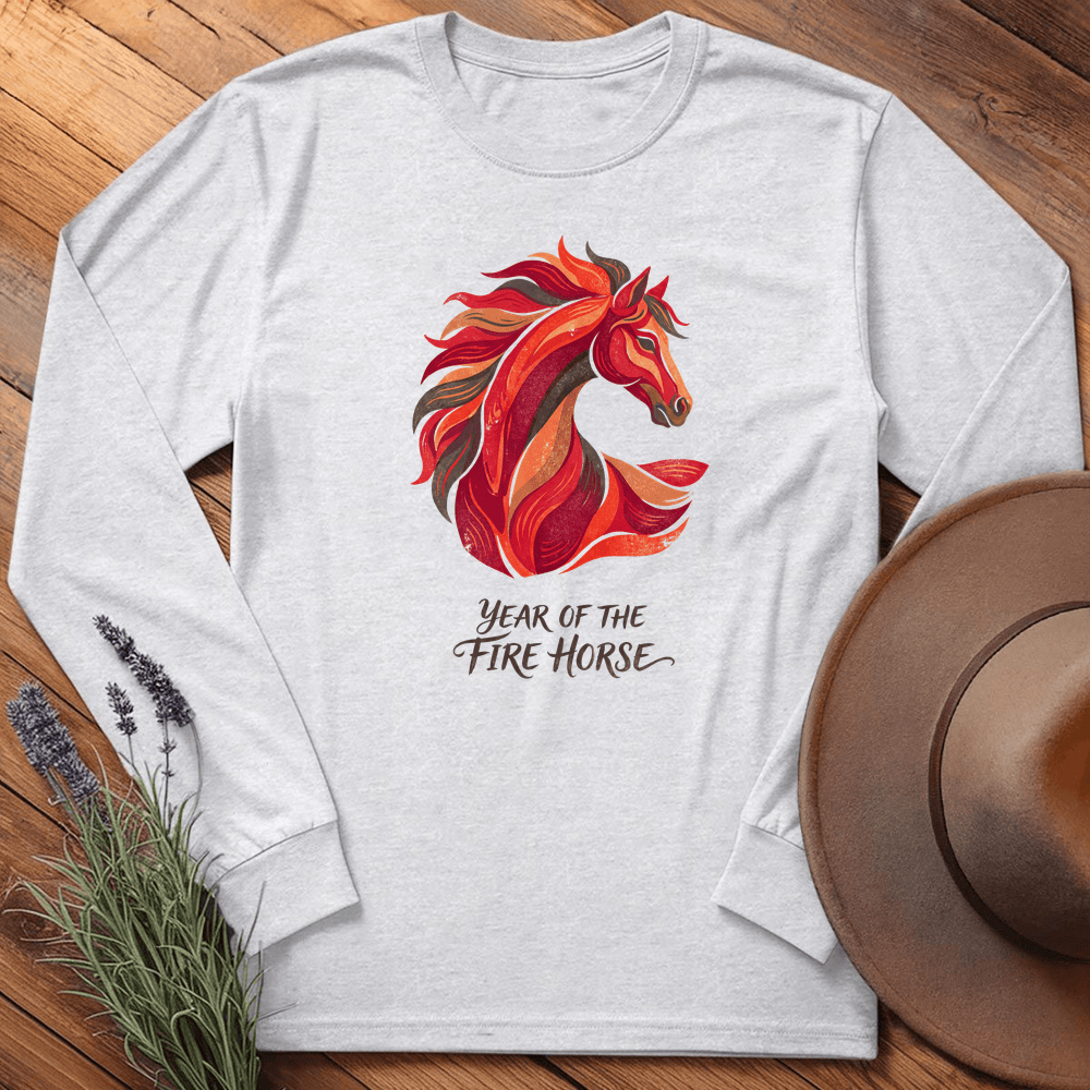 Year Of The Fire Horse 6 - Long Sleeve - Ash