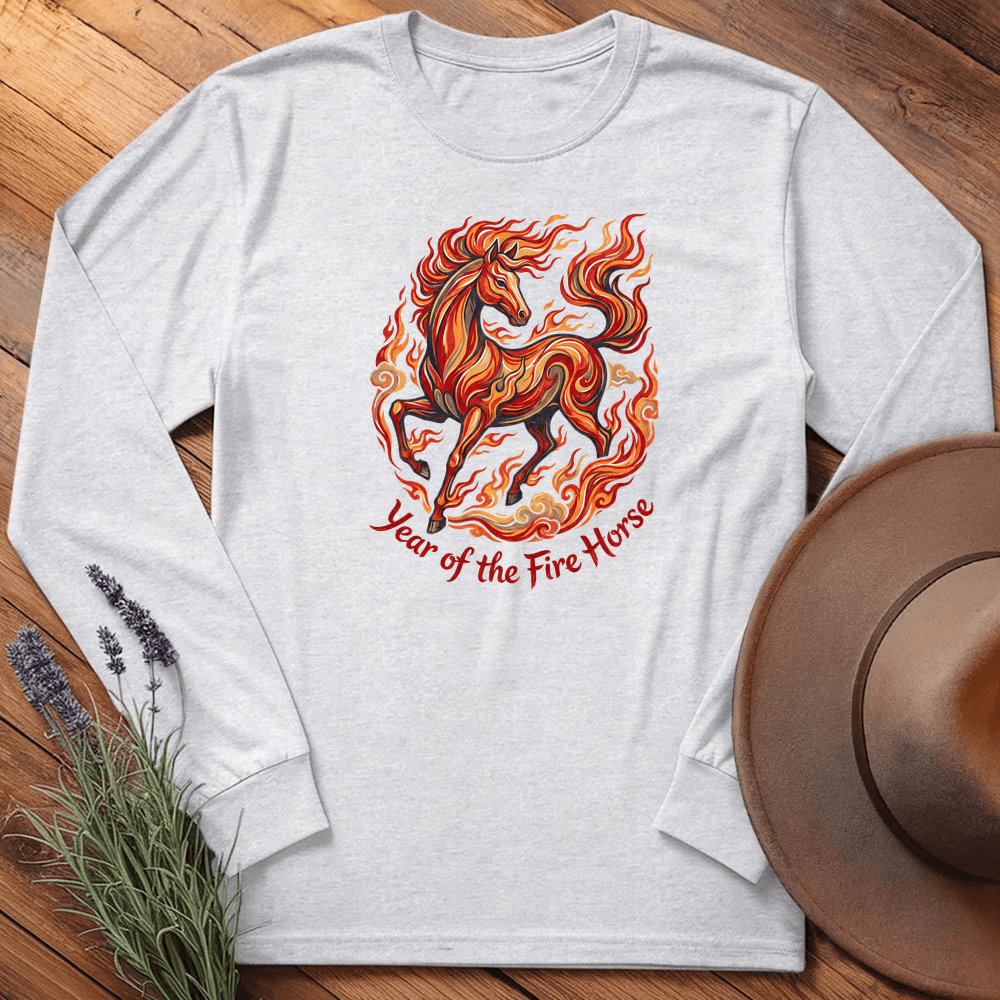 Year Of The Fire Horse 8 - Long Sleeve - Ash