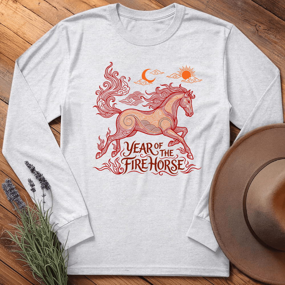 Year Of The Fire Horse 12 - Long Sleeve - Ash