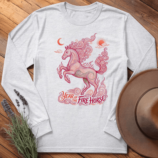 Year Of The Fire Horse 11 - Long Sleeve - Ash