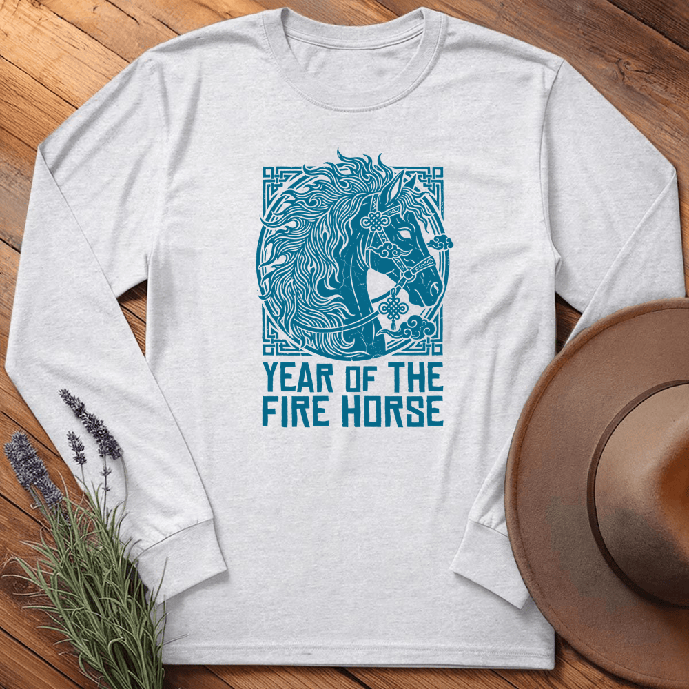 Year Of The Fire Horse 9 - Long Sleeve - Ash