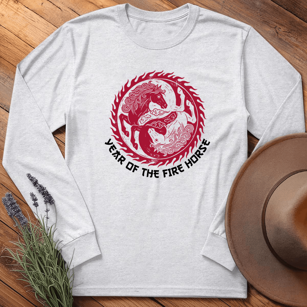 Year Of The Fire Horse 7 - Long Sleeve - Ash