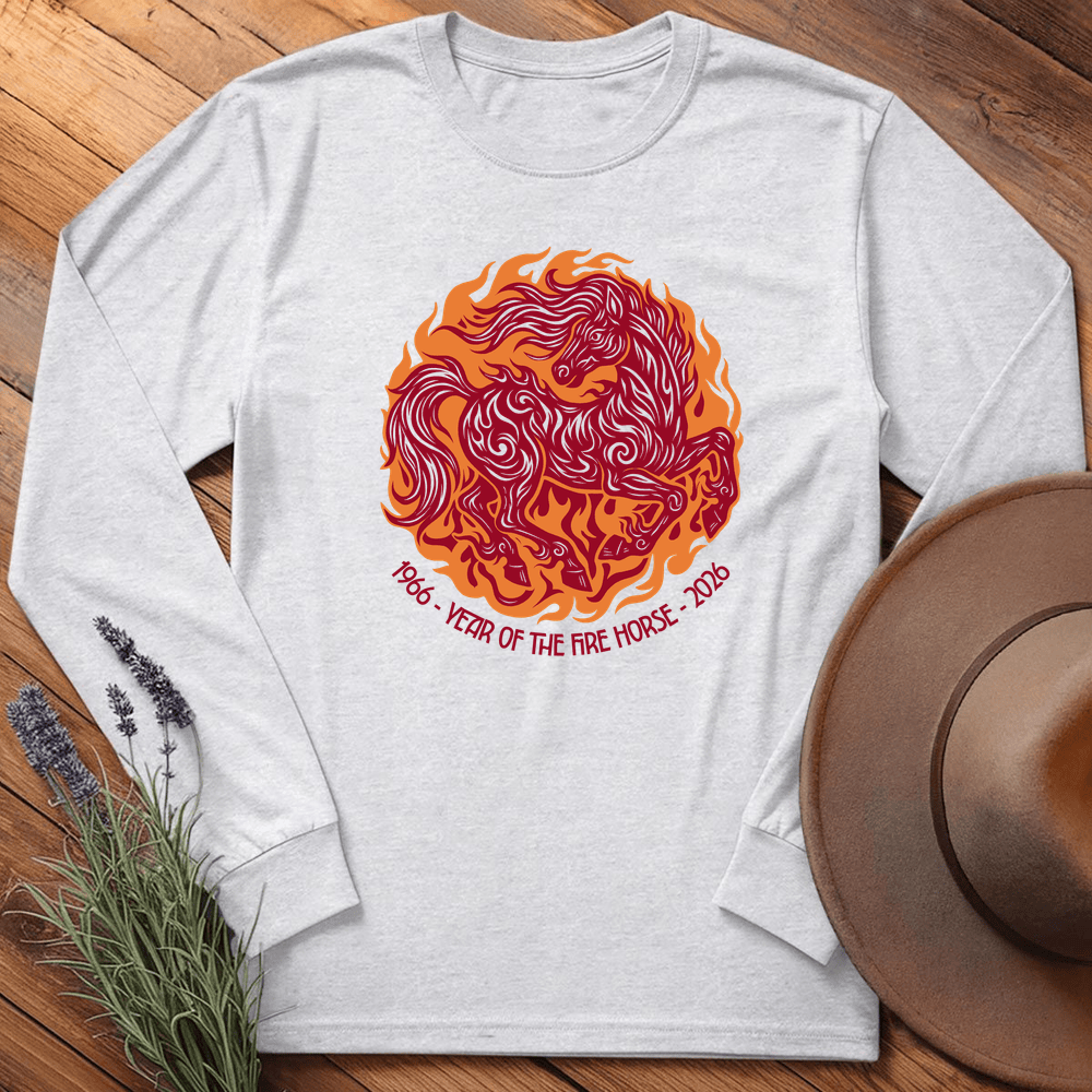 Year Of The Fire Horse 5 - Long Sleeve - Ash