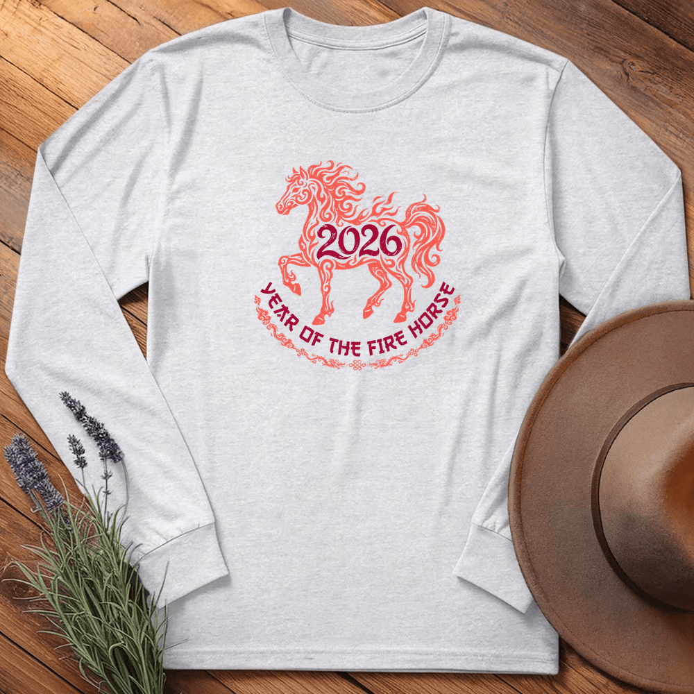 Year Of The Fire Horse 4 - Long Sleeve - Ash