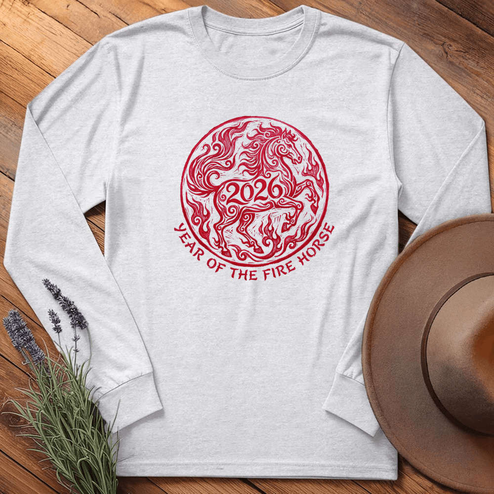 Year Of The Fire Horse 2 - Long Sleeve - Ash