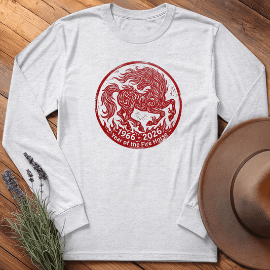 Year Of The Fire Horse 3 - Long Sleeve - Ash