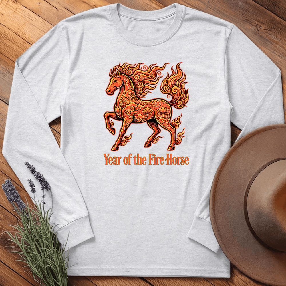Year Of The Fire Horse 10 - Long Sleeve - Ash